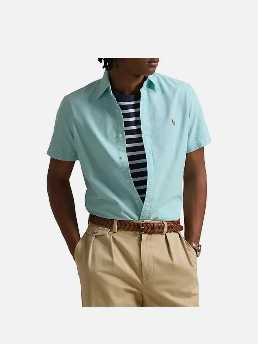 Polo Ralph Lauren Oxford Shirt Men medium Short Sleeve Button Front